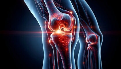 knee pain with red glow