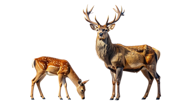 Wild deer pair animal bundle isolated on transparent background