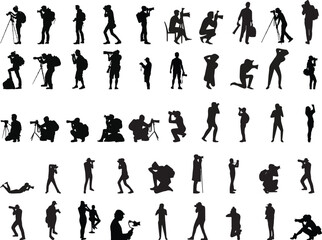 vector silhouettes of photographer 