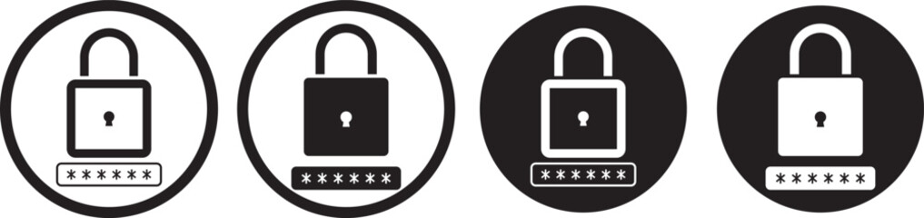 lock with password icon set. login successful icons for privacy. Account protection.  Account protection.  unlock symbol security icon set in red and green color outline style vector illustration