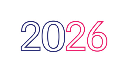 Bold blue and pink outline numbers forming the year 2026, signifying future planning, upcoming events, and a new calendar cycle.