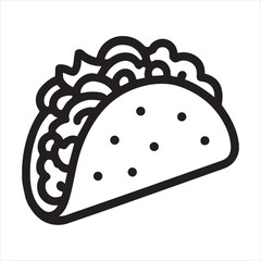 Minimalist vector outline of crunchy taco