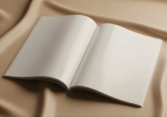 Glossy Blank Magazine Mockup on Soft Beige Fabric with Gentle Folds
