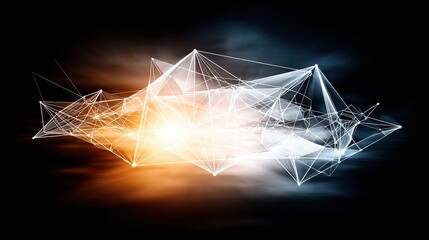 node. Abstract digital network concept with glowing nodes and connections, representing futuristic technology. product launch decks.