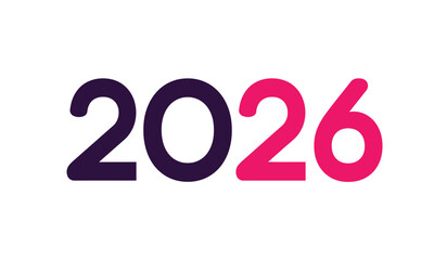 Bold, modern numbers representing the year 2026 in contrasting purple and pink against a clean white background, symbolizing future planning, events, and new year celebrations.