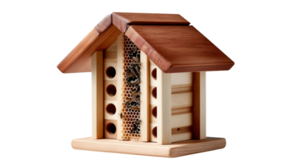 Wooden Insect Hotel: A charming wooden insect hotel stands as a beacon of eco-friendly practices and ecological balance in a garden, attracting beneficial insects, and nurturing biodiversity.