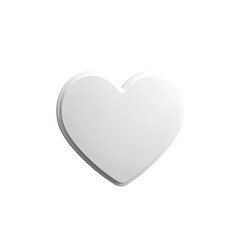 A simple, matte-white, three-dimensional heart shape, slightly beveled, set against a black background