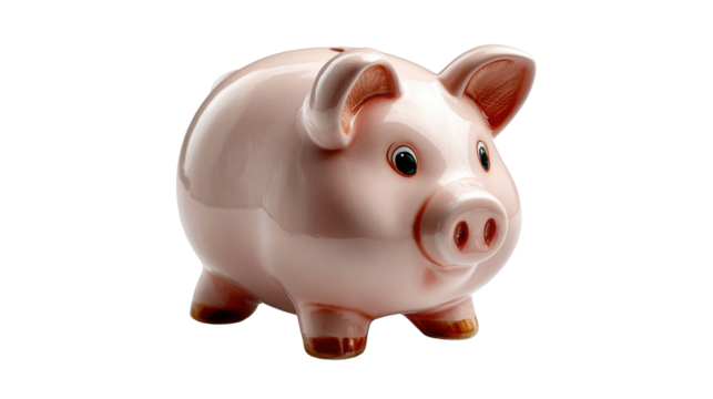Piggy Bank: A charming ceramic piggy bank, radiating the spirit of saving and financial prudence. With a cheerful demeanor, it embodies the essence of fiscal responsibility