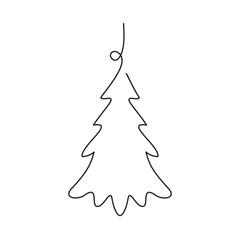 Fototapeta premium Simple one-line Christmas icons toys decoration