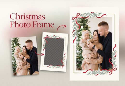 Christmas Photo Frame Flyer Template, Elegant Family Mini Session Photos & Christmas Greetings Cards