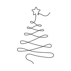 Fototapeta premium Simple one-line Christmas icons toys decoration