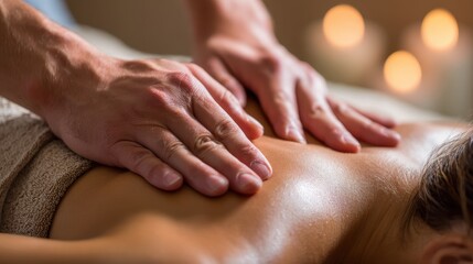 Close up of a professional masseur s hands during a massage
