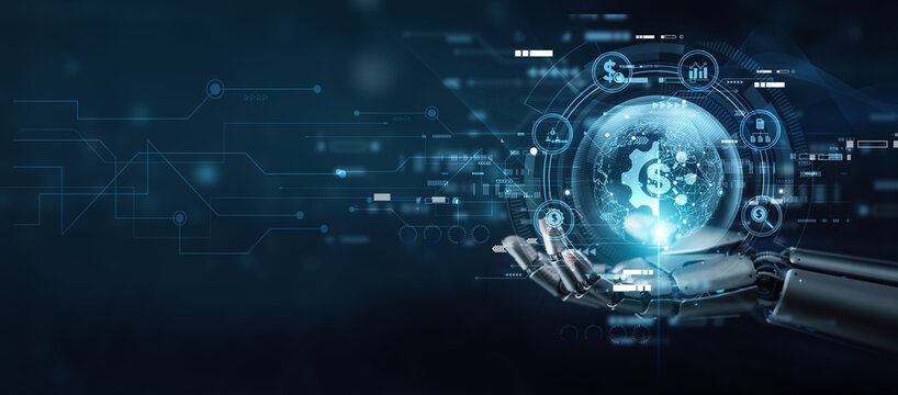 Administrator hand holding globe with network connecting data digital asset management. Organizing media files, metadata tagging, workflow automation, content storage, and brand consistency online.