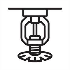 Fire sprinkler head vector outline icon