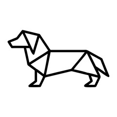 Dog. Origami concept. Monochrome. Tangram. Line art illustration. Squares and triangles. Geometric. dachshund.