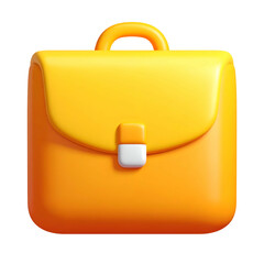 Bright orange briefcase, stylized with rounded edges and a handle, on a solid black background