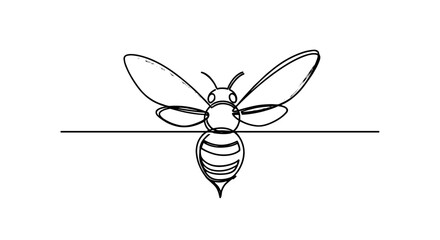 Abstract Bee in Flight with Continuous Line Illustration on Pollen Path: Modern minimalist design depicting buzzing insect in motion for environmental conservation, nature, and wildlife projects. Use