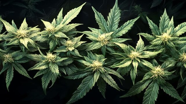 Cannabis plants in close-up view.
