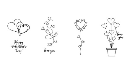 Valentine's Day Cards Featuring Minimalist Heart Designs on Light Pink Background - Ideal for Romantic Invitations, Greetings, Celebrations, and Expressing Affection Through Love Notes and Messages, P