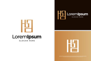 Minimalist monogram badge logo design template