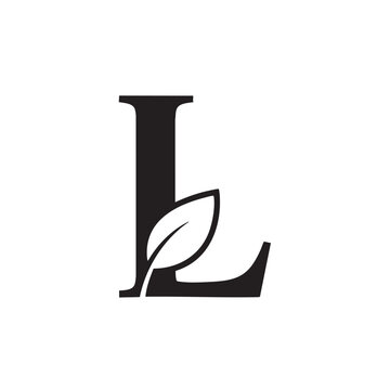 Black letter L with leaf accent white logo