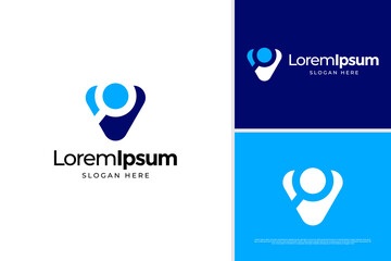 Creative people and search icon logo design template