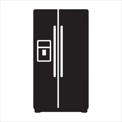 modern refrigerator isolated on white background silhouette