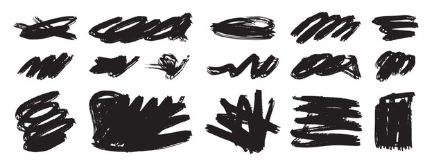 Obraz premium black paint, ink brush strokes set. grunge texture and dirty artistic design elements.