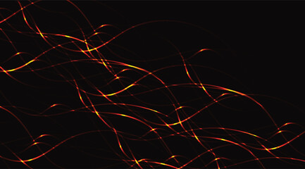 Abstract image featuring glowing, wavy orange and yellow lines against a dark backdrop, creating a modern, dynamic, and visually engaging futuristic design element