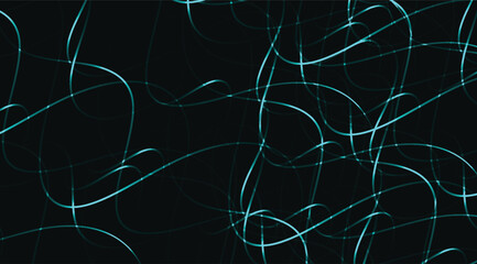 A captivating abstract background showcases intertwining, teal-colored lines with gentle curves and subtle luminosity, creating a modern and visually dynamic composition against the dark canvas