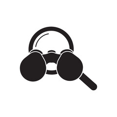 Binoculars icon. Search icon. Attribute of the army and navy. Symbol of observation or magnification. Reconnaissance device.
