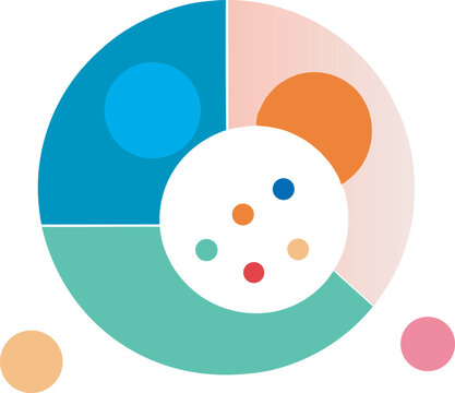 Abstract circular infographic with colorful segments and dots metaphase science circle - Powered by Adobe