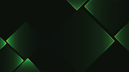 Emerald green squares cascade diagonally on a dark background, their edges highlighted with gold accents, creating a sophisticated and modern geometric pattern © Moeh noer