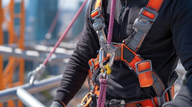 Body safety construction and height work gear Fall arrest device with hooks for harness on roof