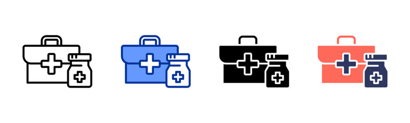 Obraz premium First Aid Kit icon sheet multiple style collection