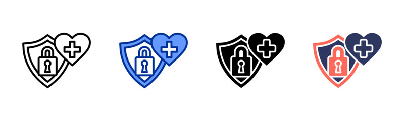 Health Data Security icon sheet multiple style collection