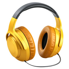 Detailed 3D rendered gold and brown headphones