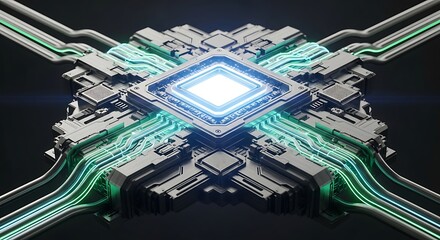 Advanced Computer Chip Technology - Futuristic Digital Processing.