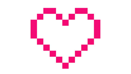 Pixelated heart isolated on transparent background, a digital symbol of love and affection, perfect for expressing emotions in a retro style