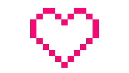 Pixelated heart isolated on transparent background, a digital symbol of love and affection, perfect for expressing emotions in a retro style