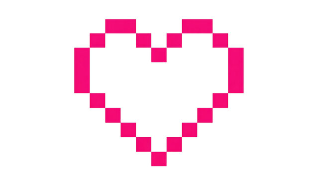 Pixelated heart isolated on transparent background, a digital symbol of love and affection, perfect for expressing emotions in a retro style