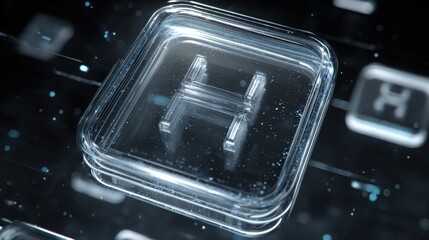 H Icon in Clear Acrylic Block: Modern Tech and Corporate Design