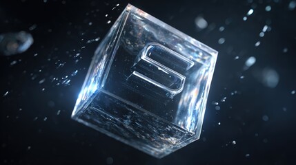 S Icon in Ice Cube: Frozen Letter Design with Digital Style
