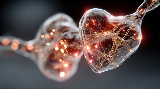Synapse Connection: Neural Network Communication Concept, 3D Render