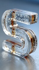 Glass 'S': Transparent Letter with Internal Reflection and Bubbles