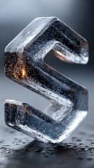 Icy 'S': Frozen Letter Sculpture in Dark Ambiance
