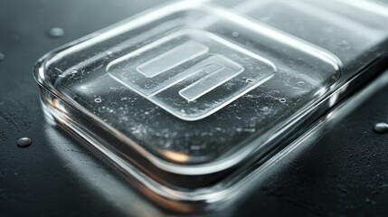 Clear Acrylic Logo on Wet Dark Surface - Modern Business Branding