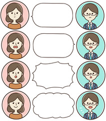 人物アイコンと吹き出しセット