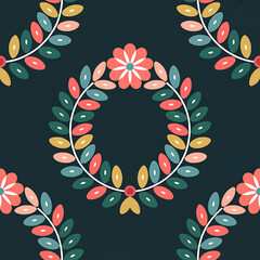 Christmas Damask Seamless Patterns