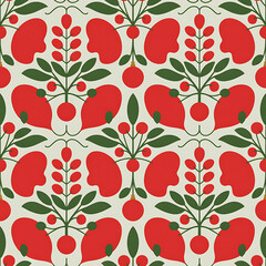 Christmas Damask Seamless Patterns
